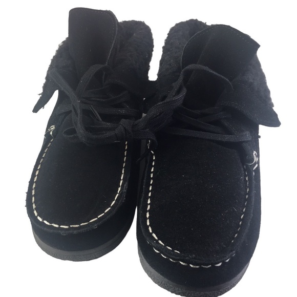 American eagle suede black ankle boot lined moccasin size 8 new - Picture 1 of 6